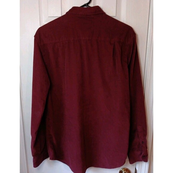 Mens St Johns Bay Button Up Long Sleeve Burgundy Medium - Picture 2 of 5